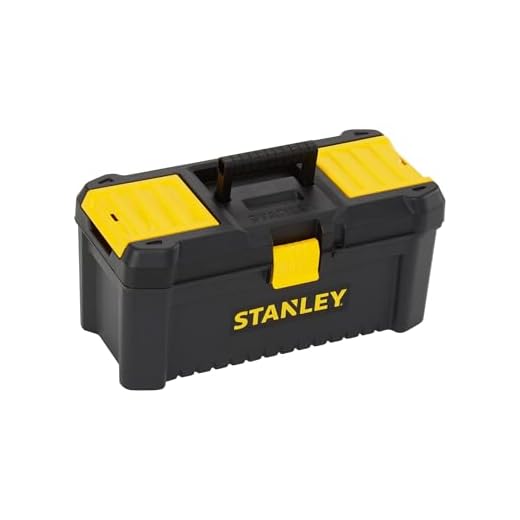 Stanley Werkzeugbox / Werkzeugkasten (16", 20x19,5x41cm, Werkzeugkoffer mit Metallschließen, stabiler Organizer aus Kunststoff für diverse Werkzeuge, Koffer mit entnehmbarer Trage) STST1-75518 3 Stanley Werkzeugbox / Werkzeugkasten (16", 20x19,5x41cm, stabiler Werkzeugkoffer aus Kunststoff, Werkzeugkiste mit Kunststoffschließen ausgestattet, Organizer mit entnehmbarer Trage) STST1-75517