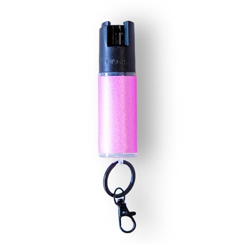 Safely Pepper Spray for Women – Keychain Self-Defense Spray, Max Strength Formula with UV Dye, Safety Lock, Portable & Long Lasting with Glow Variant - Pretty in Pink