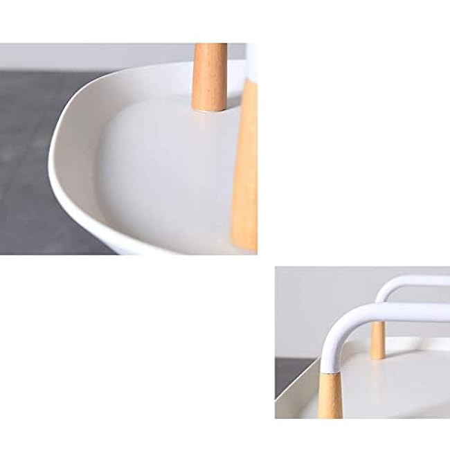 2 Tier Food Cart Wooden Stand with Polypropylene Trays and Lockable Wheels for Kitchen, Hotel, Restaurant, and Nursing Home.-hqpejDKz