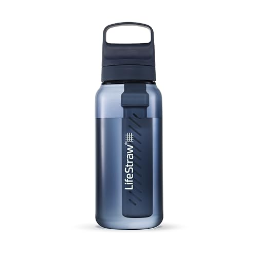 Image of LifeStraw Go Series - BPA-Free Water Filter Bottle for Travel and Everyday use removes Bacteria, parasites and microplastics, Improves Taste, 1L 2-Pack; Icelandic Blue and Aegean Sea | BPA-Free Water Filter Bottle for Travel and Everyday Use, Removes Bacteria, Parasites and Microplastics, Improves Taste, 1L