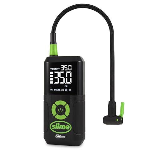 Image of Slime 40089 Cordless 3-in-1 Tire Inflator w /Power Bank & LED Light, Auto Shut-Off, Digital Display & 6 Presets, Flat to Full in 8 Mins, Car, Bike, Motorcycle & More