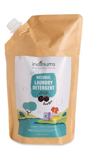 Image of Indimums Baby Detergent Liquid Refill 1 Litre | Reetha-Powered, Not SLS | No Chemical Residue on Baby's Skin | Anti-Bacterial, Hypoallergenic | Natural Laundry Wash For Clothes, Nappies, Diapers etc