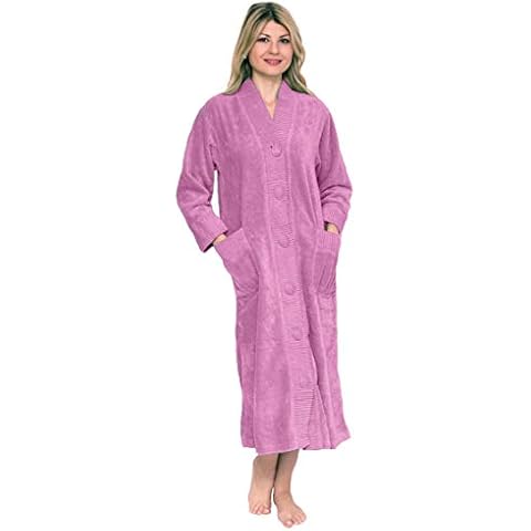 Bath & Robes Women's Chenille Robe Button Front 100% Cotton Bathrobe (1X, Pink Mauve) Cover