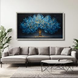 Grande affiche de paysage bleu or pour décoration intérieure chic - 2