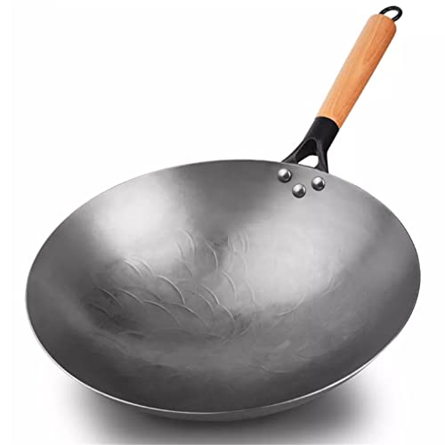 Wok de hierro fundido chino hecho a mano 32 cm