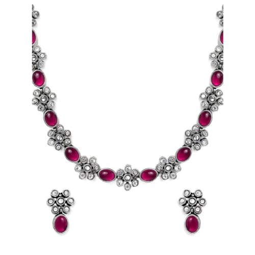 Rubans Oxidised Necklace Set Boho Stylish Jewellery Gift for Women & Girls