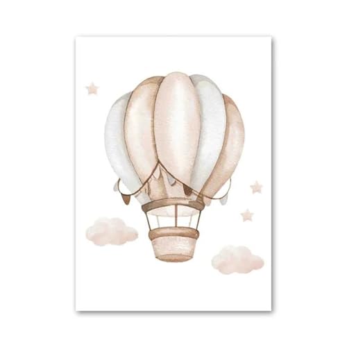 Poster éléphant mignon montgolfière lune arc-en-ciel déco murale chambre enfant