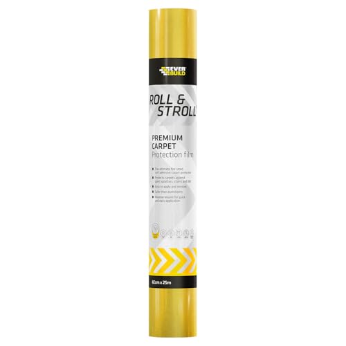 Everbuild Roll & Stroll Premium Carpet Protector Self-Adhesive Easy To Roll Totally Waterproof Yellow 600mm x 25m