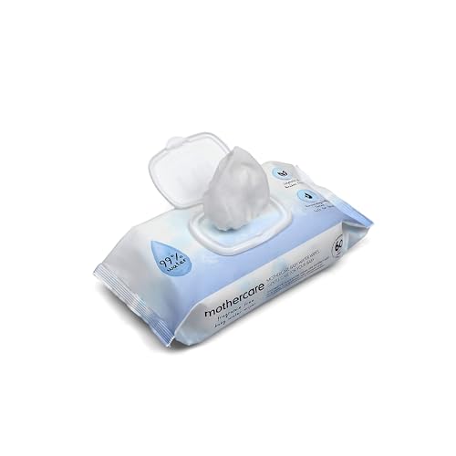 Image of Mothercare 99% Water Baby Wipes | Fragrance-Free & Dermatologically Tested | Soft, Thick & Gentle for Newborn Skin | 80 Wipes - Pack of 1