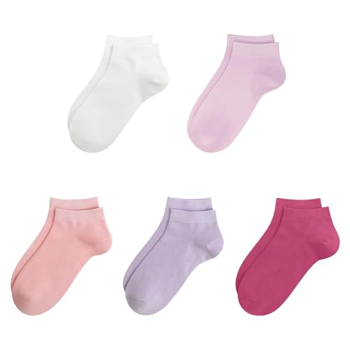 SERISIMPLE Viscose Bamboo School Socks Ankle Super Soft Kids Stretch Cuffs Athletic Socks Odor Resistant Anti-odor 5 Pairs (Medium Assorted8)