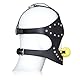 Kutocesy Latex Maske aus Leder mit Gelbem Ballknebel Verstellbare Bondage Kapuze mit Augenbinde und Mundknebel für Rollenspiele und Kostümzubehör