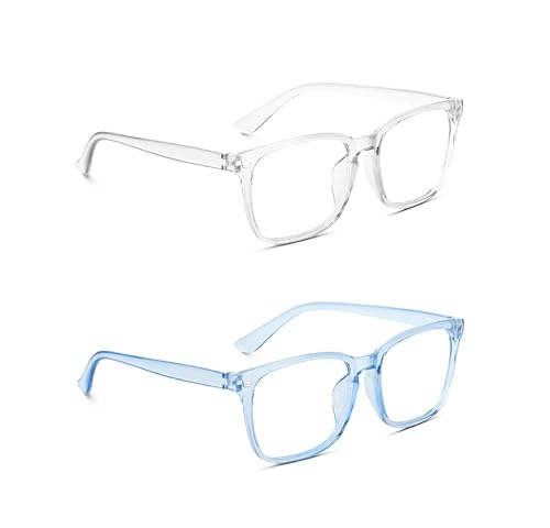 Image of Blue Light Blocking Computer Glasses for Men & Women, Square TR90 Lightweight Eyeglasses Frame, Anti Eye Strain UV Protection, Clear Lens for Gaming Office Reading