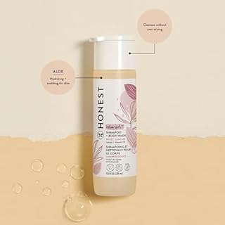 The Honest Company 2-in-1 Cleansing Shampoo and Body Wash Face Lotion Bundle Gentle for Baby Naturally Derived Sweet Almond Nourish 18.5 fl oz