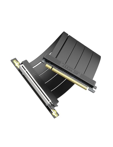 EZDIY-FAB PCIe 5.0 X16 Riser-Kabel,128 GB/s Bandbreite,für RTX 50/RTX 40,RX 9000/RX 7000 GPUs,PCIe-Erweiterungskarte, abwärtskompatibel mit 4.0/3.0,Vertikale GPU-Montage,90-Grad-Winkel–20 cm,Schwarz