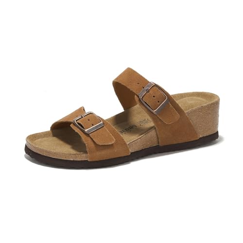 Image of Genuine Leather Cork Footbed Sandals by Project Cloud