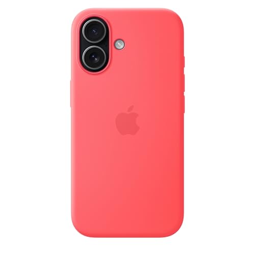 Image of Apple iPhone 17 Silicone Case with MagSafe and Camera Control: Lightweight Phone Case, Wireless Charging Compatible, Smooth Matte Finish; Bright Guava 