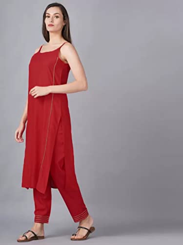 Image of Aziz Textiles Women's Rayon Sleeveless Straight Kurti for Women & Girls