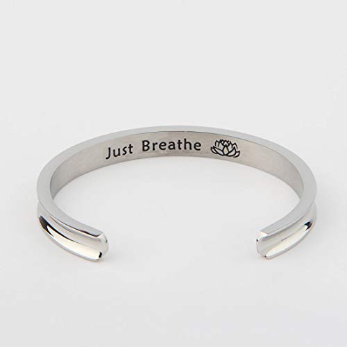 WUSUANED Breathe Hair Tie Deep Grooved Cuff Bracelet Lotus Flower Yoga Sign Jewelry Gift for Women2