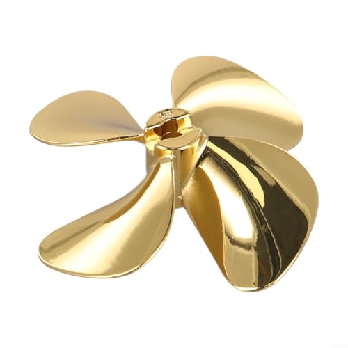 Wrenmor RC Boat Propeller 55Mm/60mm Zinc Alloy 4-Blade Gold Plated Casting Design For 4Mm Shaft For Marine Tug Fishing Bait ROV Models(D55mm Right Hand)