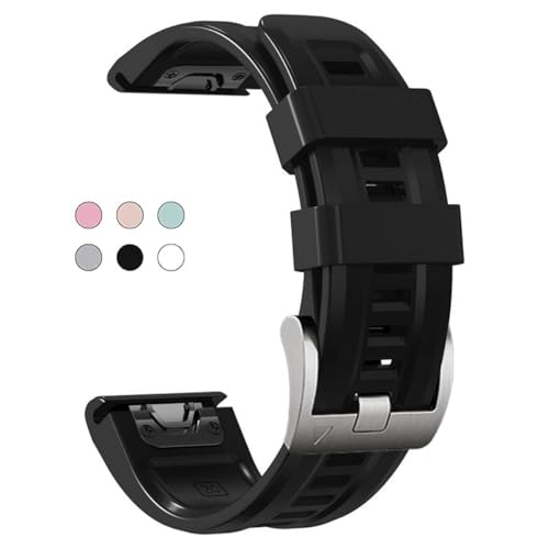 20mm Watch Band for Garmin Fenix 7S 6S 5S Soft Silicone Band Bracelet Wristband Quick Fit for Garmin Women Smart Watch (Black)