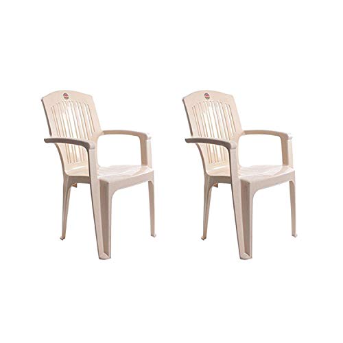 Image of CELLO Comrade Chair Set Pack of 2 - Beige | Strong and Durable | Easy to Clean | Chair for Living Room, Bed Room, Kitchen, Office Room, Outdoor | 3 Years Warranty