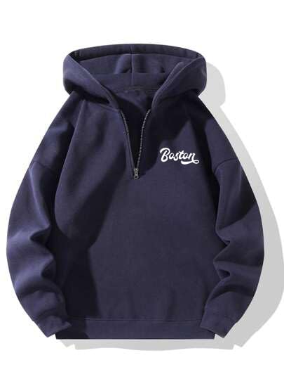 The Modern Soul Half Zipper Printed Hoodie for Men | Sweatshirt for Men