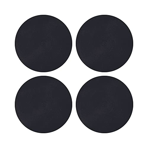 Jogo Americano Preto 4 Peças Redondo 38cm Mesa Posta Decoracao Cozinha Trama Poliester