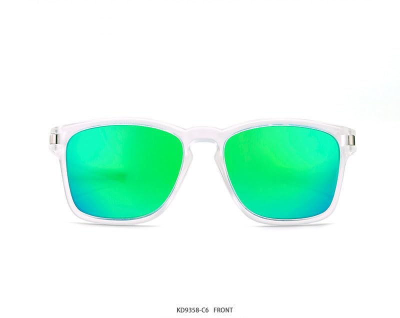 Aferlite Unisex TAC Polarized Lens | Unbreakable TR90 Frame |100% UV Protection Retro Square Sunglasses | Medium | Matt Clear |Lens Green 1