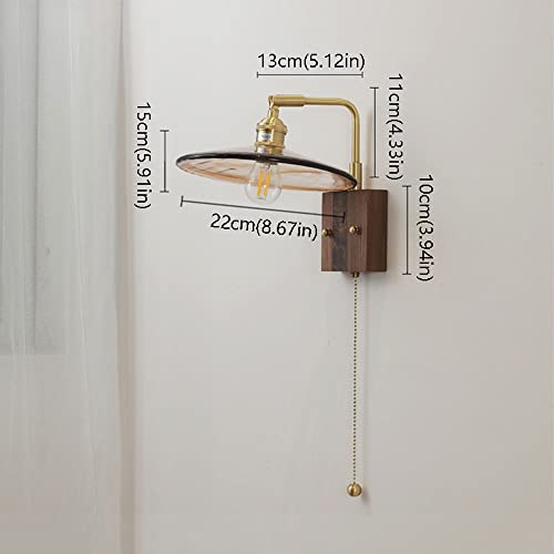 Aplique de pared E27 ajustable de latón cepillado interior y lámpara de madera 7