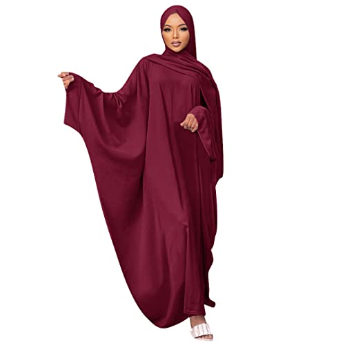 Muslim Dress for Women Pakistani Kaftan Abaya Robe + Hijab Arabic Islamic Prayer Clothes Dubai Outfits