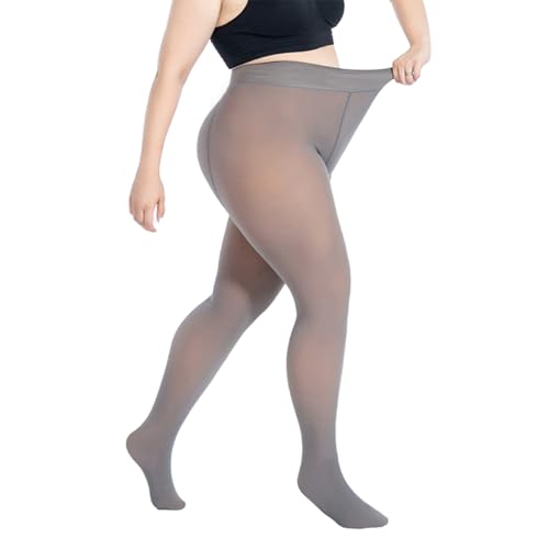 Image of Caprilite Plus Size Fleece Lined Tights - Winter Fake Translucent Warm Sheer Thermal Thick Pantyhose Tights for Women