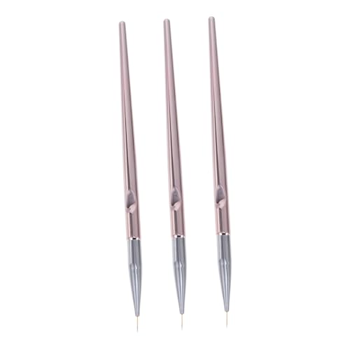 minkissy 3 Piezas pluma de arte de uñas uña del dedo del pie esmalte de gel curvo angular makeup brush set juego pinceles maquillaje pincel de uñas Cepillo de manicura plastico opp Golden