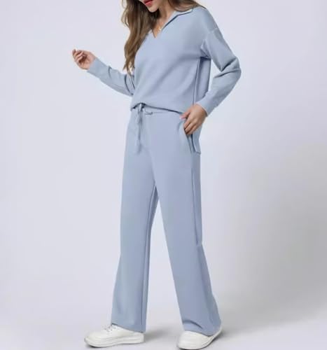 Constituient.us Travel Sets for Women, Women's 2 Piece Sets Outfits Casual Long Sleeve Sweatsuits Sets, Wide Leg Pants Sets4