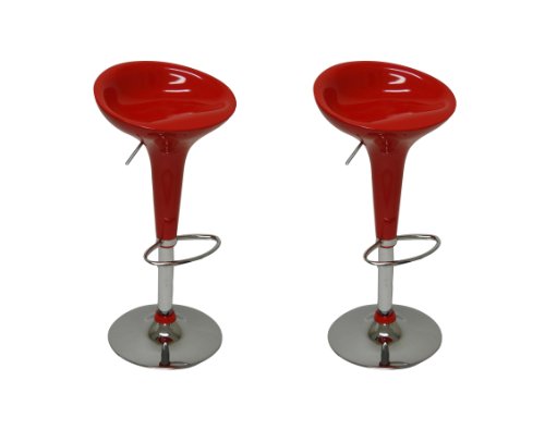 Boraam Scoop Bar Stool, Red, Set of 2