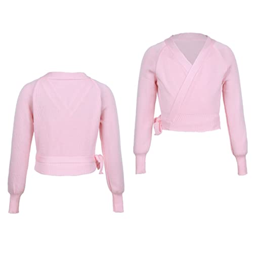 Children Girls Ballet Dance Wrap Cardigan Long Sleeve Gymnastic Yoga Dancewear Bolero Shrug Knit Sweater Coat