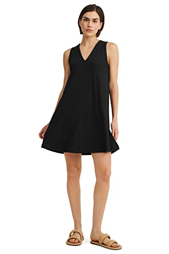 C&A Damen Kleid V-Ausschnitt Kurz A-Linie Kleider schwarz M