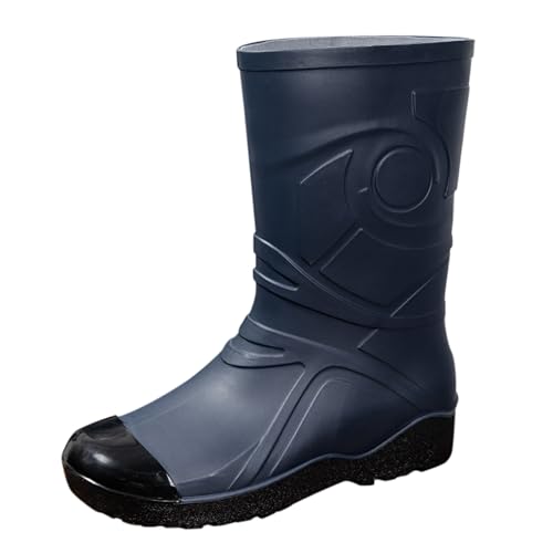 Trucker - Botas de lluvia para hombre, botas de lluvia de moda, resistentes al desgaste con tubo medio, botas de agua para lavado de coches en el mar, azul, 41 EU