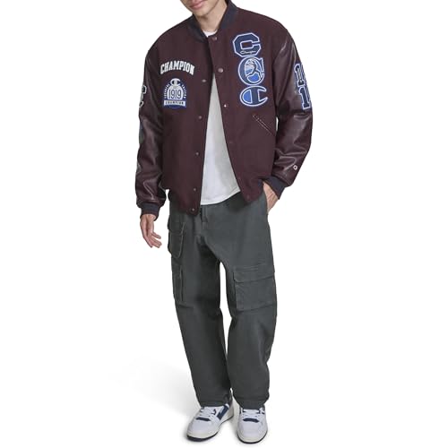 Champion Men's Letterman Varsity Bomber Jacket with Patches2