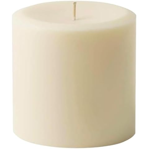 Mister Candle Dripless Vanilla Scented Ivory Pillar Candle Hand Made Vanilla Pillar Candles with Essential Oils for Home Decor, Premium Wax, 80 Hr Burn Time (4x4 inch) Cover