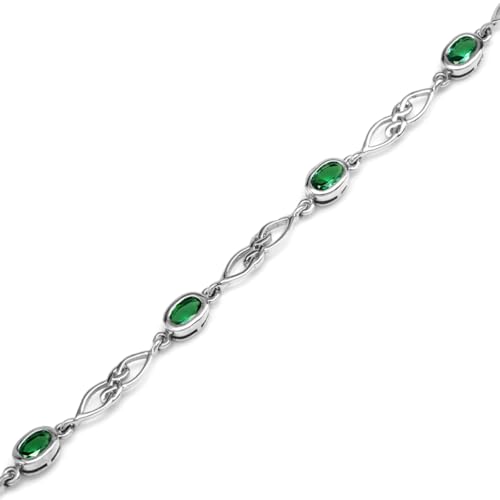 Image of Silvershake Birthstone Gemstones White Gold Plated or Yellow Gold Plated 925 Sterling Silver Scroll /Filigree Celtic Knot Weave 7.25 to 8.75 Inch with Adjustable Extension Bracelet Jewelry for Women