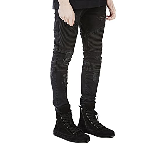 Jeans ajustados para motociclista hombre estilo urbano miniatura 3