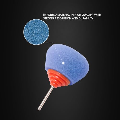 Image of SPTA Blue Medium Cut Mini Drum Polishing Pad Sets with 1 /8 inch Shank,5Pcs Orange Flexible Shaft Drum Detailing Polishing Pad Set for Small Area for Flexible Shaft & Drill Attachment-PT193-5
