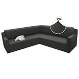 Arfntevss Corner Sectional Couch Covers L Shape Sofa Cover Magic Stretch Sectional Slipcover Water Resistant U Shaped Sofa Covers Living Room Non Slip Pet Dog Furniture Protector (Dark Gray)