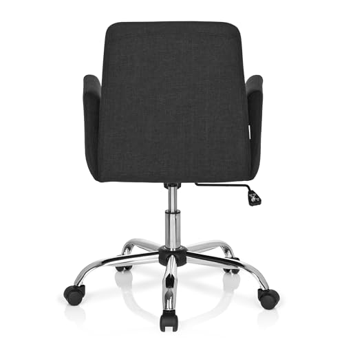 hjh OFFICE 723032 Living Stuhl Flow Stoff Schwarz Bürostuhl Drehsessel gepolstert mit Rollen & Wippfunktion, höhenverstellbar