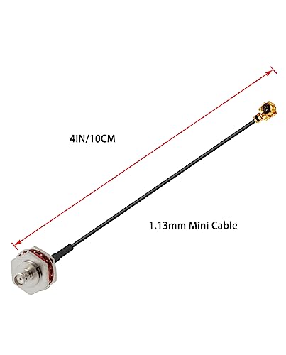 Vecys 2PCS U.F.L1 to SMA Female Waterproof Box M16 Low Loss Coaxial Cabl 4" /10CM U.F.L1 to SMA Female 1.13mm Mini-Coaxial Pigtail Cable for Wireless Routers Mini PCIE Network Cards PCI - Image 2