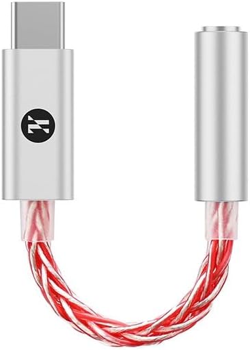 JCALLY JM6 Pro USB C Type-C to 3.5mm Dual DAC CX31993 MAX97220 Digital Audio Portable decoding amp HiFi DAC Mobile Headset Adapter (Silver Red)