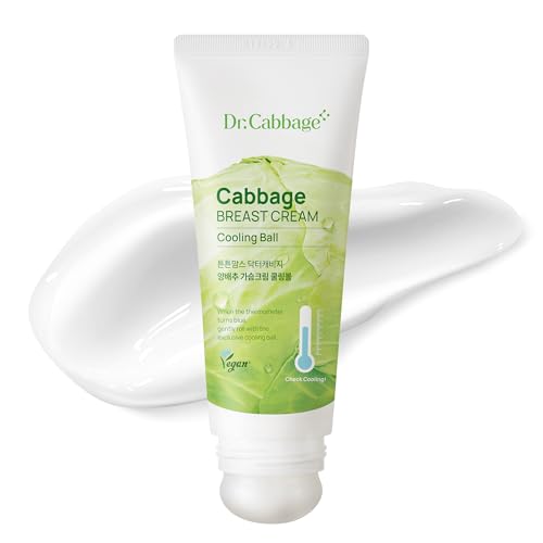 tntnmoms' Dr.Cabbage+ Cabbage Breast Cream 3.38 Oz with Special Cooling Ball applicator | For Engorgement, Mastitis, Stop Lactation | Trusted by Korea Mother, Breastfeeding Essencial