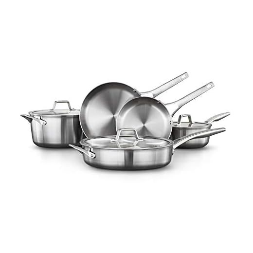 Calphalon 8-Piece Pots and Pans Set, Stainless Steel Kitchen Cookware with Stay-Cool Handles, Dishwasher Safe, Silver