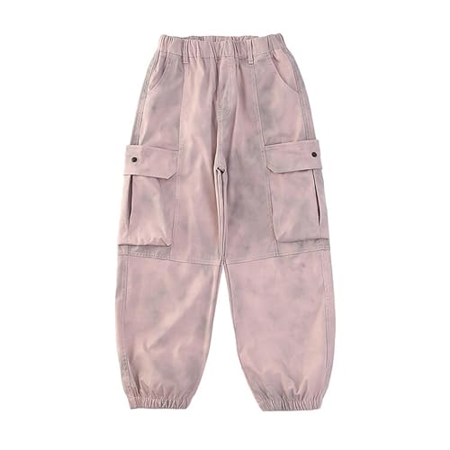Girls Loose Cargo Jeans Elastic Waist Streetwear 𝗩intage Denim Pants Wide Leg Trousers with Multi Pocket