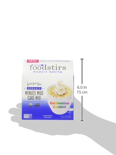 Foodstirs Organic, Non GMO Minute Mug Cake Mix Celebration Confetti Cake, 2.54 Ounce (Pack of 4)